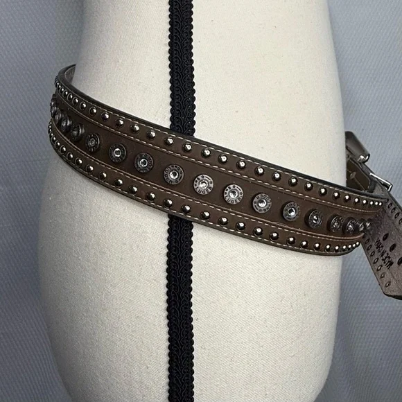 Brown Studded Belt with Silver Buckle - Picture 6 of 9